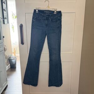 American Eagle Outfitters Women's Deep Blue Wide Leg Jeans